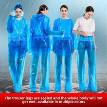 Single-Use Raincoat Suit, Unisex Design, Approximately 120g, Thick, With Hood And Drawstring, Suitable For Outdoor Cycling, Rafting And Travel, Emergency Waterproof, Available In Sky Blue And Clear Insulation, Galentines, Puppy, Carnival, Party Decorations, Spring Summer Picks, Brides Maid Gifts, Room, Bedroom Decor, Bedroom Decor, Beach, Travel, For Men, For Women, Vacation - Multicolor - View 1