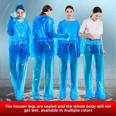 Engångsregnkläder, unisexdesign, cirka 120 g, tjock, med huva och dragsko, lämplig för utomhuscykling, forsränning och resor, vattentät i nödfall, finns i himmelsblått och klar isolering, galentiner, valp, karneval, festdekorationer, vår- och sommarval, brudtärnepresenter, rum, sovrumsinredning, sovrumsinredning, strand, resor, för män, för kvinnor, semester