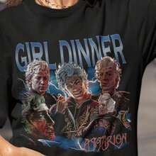 Astarion Oversized T-Shirt Baldurs Gate 3 Girl Dinner Vintage T-Shirt Astarion Girl Dinner Vintage Tee Girl Dinner T-Shirt UniseY2K Wo's 220g Thick Cotton T-Shirt With Butterfly Print Pattern, Suitable For Girls And Wo's Short Sved Round Neck Inspirational Shirt, Cute Aesthetic Y2K Style Summer Top, Suitable For Outdoor, Family, Work Or Street Wear Casual Loose Daily T-Shirt - Black - View 1