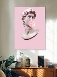 1 件，粉色和黑色大卫胶海报印刷画布，粉色和黑色墙面艺术画画布，大学女生时尚艺术品，适用于房间美学家居卧室家居装饰，可选框架
