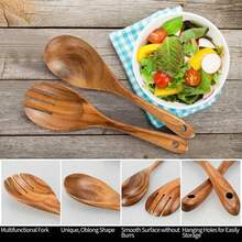 Bộ 2 thìa và dĩa trộn salad bằng gỗ keo tự nhiên. Dụng cụ nhà bếp bằng gỗ chưa hoàn thiện. Thìa trộn chịu nhiệt, thìa có lỗ để xới mì/salad, thìa nấu ăn chống dính. Được đánh bóng thủ công, thiết kế không dăm gỗ với lỗ treo để dễ dàng cất giữ. Đồ dùng nhà bếp bằng gỗ thích hợp cho salad, mì, xào và nhiều món khác. Vật dụng nhà bếp kiểu cổ điển giúp nâng cao trải nghiệm nấu nướng. Lý tưởng để làm quà tặng hoặc sử dụng cá nhân. - Nhiều màu - Xem 2