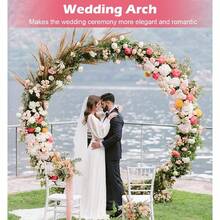 Queension Large Wedding Arch For Ceremony 7 Ft, Metal Balloon Arches Backdrop Stand With Metal Base For Party Supplies, Outdoor Garden Trellis With Water Bag For Climbing Plant, Round Frame, Gold-Cb - White - View 6