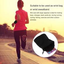 V GEBY Muñequera Monedero Bolsa Ejercicio Gimnasio Muñequera Muñequera Muñequera Monedero para Deportes al Aire Libre Correr - Negro - Ver 11