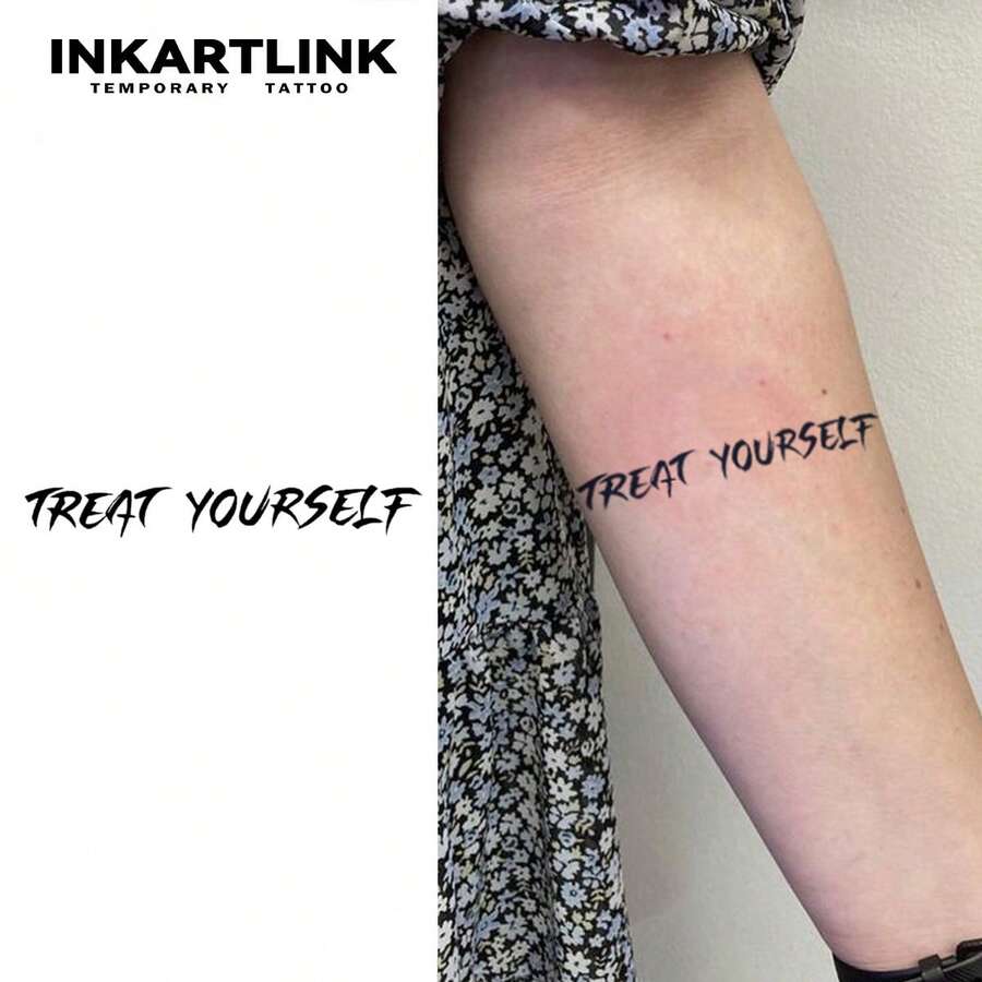 Hình xăm tạm thời chống nước INKARTLINK | Cụm từ tiếng Anh nghệ thuật & Hình xăm hoa | Hình dán hình xăm giả truyền cảm hứng cho cánh tay & vai