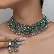 1 Set Vintage South Asian Style Necklace & Earring Jewelry Set, Suitable For Gifts, Daily Wear, Parties, Vacation - Women's  Style Necklace Earrings Jewelry Set - View 9