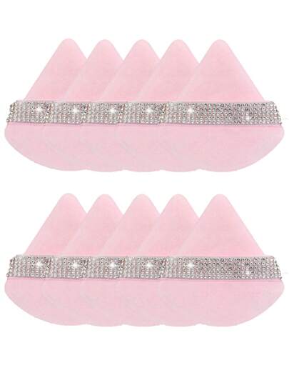 1pc/3pcs/5pcs/10pcs /15pcs/24pcsBlack Triangle Shaped Powder Puff Set For Loose Powder, With Crystal Velvet Short Hair, Soft And Adhesive,Makeup,Cheap,Room Decor,Vanity,Travel,Bedroom,Makeup Accessories,Puff,Makeup Blender,Powder Puff,Makeup Sponge