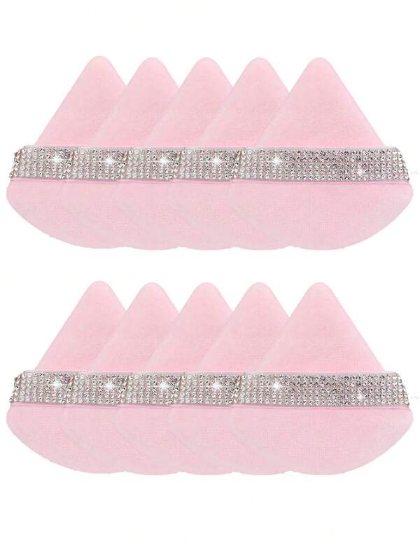 1pc/3pcs/5pcs/10pcs /15pcs/24pcsBlack Triangle Shaped Powder Puff Set For Loose Powder, With Crystal Velvet Short Hair, Soft And Adhesive,Makeup,Cheap,Room Decor,Vanity,Travel,Bedroom,Makeup Accessories,Puff,Makeup Blender,Powder Puff,Makeup Sponge