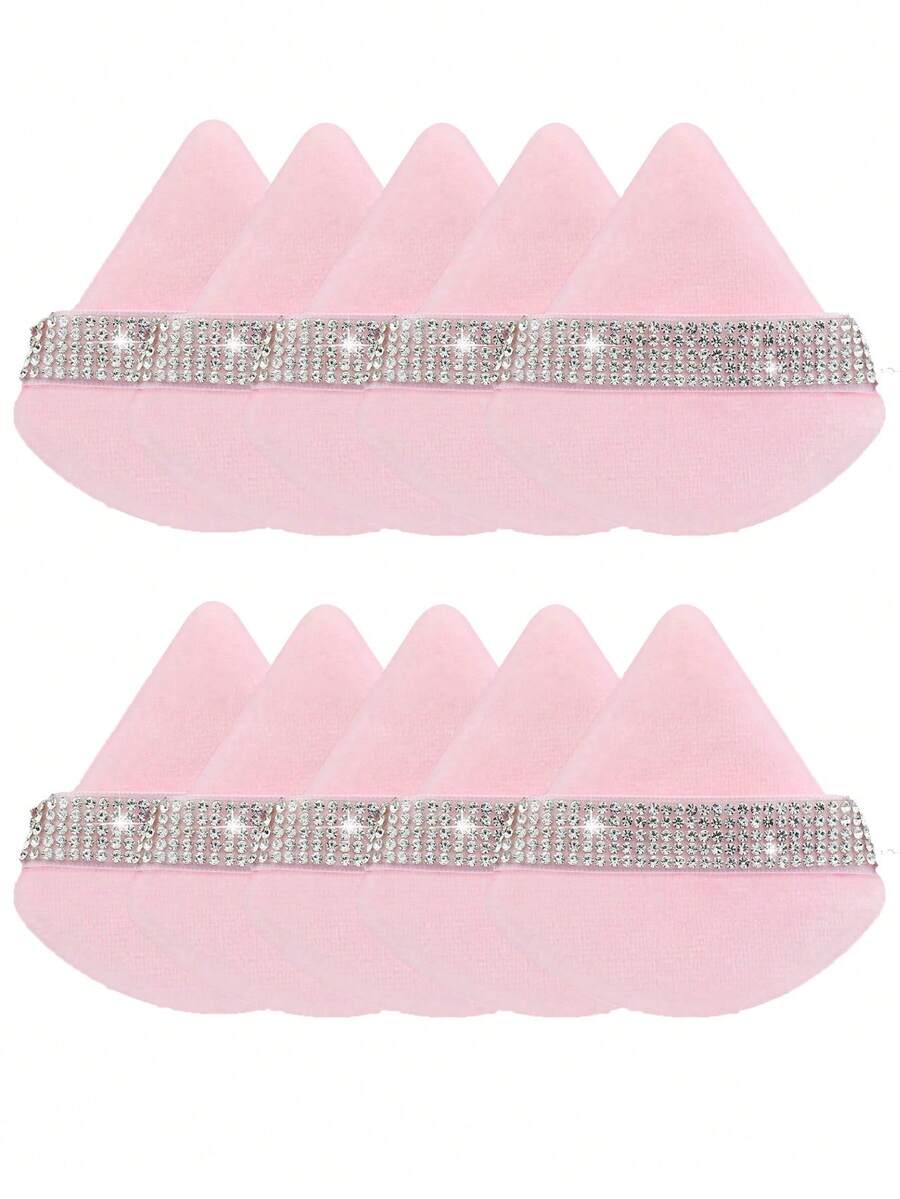 1pc/3pcs/5pcs/10pcs/15pcs/24pcs Black Triangle Makeup Sponge Set, Crystal Velvet Short Pile, Soft & Sticky, Suitable For Makeup, Home Decor, Vanity, Travel, Bedroom, Ideal Makeup Accessory. The Set Includes Powder Puff, Makeup Blender, Powder Puff, Makeup Sponge, Affordable Price, Suitable As Christmas Gift Or Stocking Stuffer. - Pink - View 1