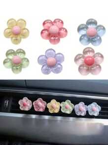Women's Car Accessories - Floral Air Vent Clip, Decorative Car Interior Accessories In Various Colors With Transparent Floral Design