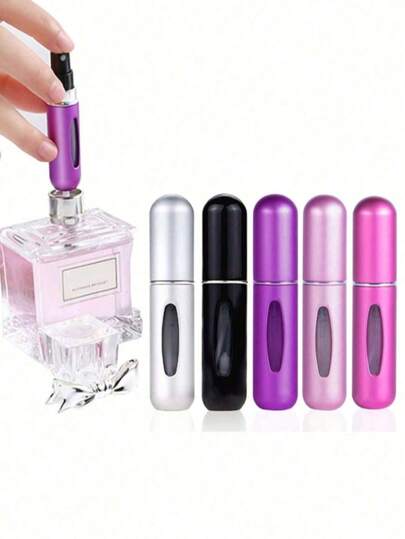 Vaporisateur de parfum rechargeable 5 ml, emballage individuel, bouteille de parfum rose brillant avec pompe de pulvérisation, conteneur de stockage pour le voyage, le salon, la chambre, la salle de bain, la décoration de la maison, les mariages, les fêtes, les anniversaires, les cadeaux pour les hommes, les mamans, les papas, les amis, le nouvel an, les accessoires, les cadeaux amusants