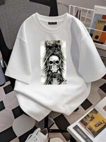 180g Pure Cotton Cool Skull Design See No Evil Hear No Evil Speak No Evil T-Shirt Size S-5XL Streetwear Soft For Women Stylish Designer Clothes Breathable Fashion Stretched Top For Everyday Wear Graphic Comfortable Print Round Neck Short Sleeve Versatile Summer Slightly Homme Casual Unisex