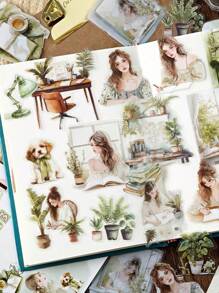 MOCARD 40 pezzi/confezione Adesivi dolci per ragazze, adesivi vintage creativi e di , forniture per decorazione fai-da-te, scrapbooking e bricolage, regalo per le vacanze, decorazioni personalizzate per scrapbook, cancelleria scolastica, forniture scolastiche, ritorno a scuola