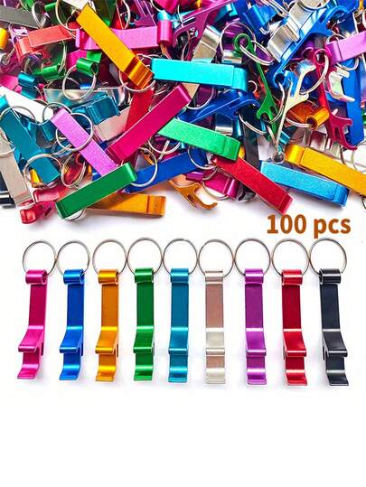 100/1/6pcs Metal Beer Bottle Opener Keychain, Wedding Party Favor, Bar Soda & Beer Opener