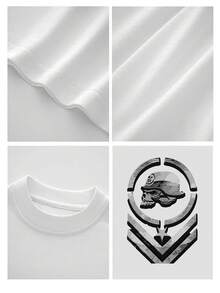 Edgy - And - Combat - Themed Men's Clothing With Symbolic - Motif, 100% Cotton 220g - White - View 4