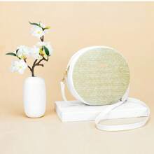 New Cute And Simple Straw Bag Women's Woven Round Bag One-Shoulder Oblique Women's Bag Wallet