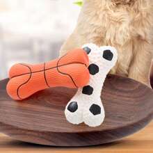 1 Pc, Latex Material, Basketball And Football Bone Toys, Outdoor Chewing And Sound Relief Dogs And Cats Pet Toys