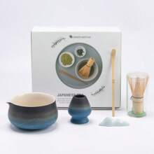 Ceramic Gradient Engraved Landscape Matcha Bowl, Matcha Whisk Stand, Traditional Sung Dynasty Style Matcha Preparation Tools Back To School