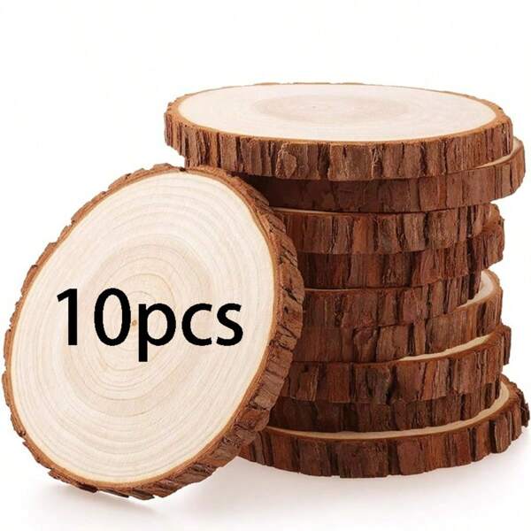 10 pièces de rondins de pins ronds de 9-10 cm avec écorce pour la décoration, ornements pour la salle à manger, créer une atmosphère, ornements décoratifs pour fête, mariage, Noël, Nouvel An, Saint Valentin, artisanat fait main, décoration de la maison, de la chambre