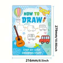 1 Piece Step-By-Step Drawing Guide, How To Draw Simple Cartoon Characters And Animals - Suitable For Children And Beginners - Boys And Girls Can Enjoy Fun Doodle Style Drawing Experience, New Children's Simple Sketch Cartoon Doodle Step-By-Step Drawing Book (Random Style And Color), Back To School / Welcome Learn School Supplies, School Essentials, Back To School, School, Back To School Supplies