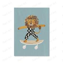 1pc Gift Funny Animals Rabbit Dog Cat Skateboard Posters Prints Wall Arts Canvas Nursery Picture For Baby Room Decor Optional Frame