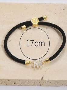 1 Piece Of Fashion Creative Stainless Steel A-Z, 26 English Letter Hand Rope, Can Freely Adjust The Big And Small Hands, Girls Daily Wear Initials Bracelet - Multicolor Zirconium - View 5