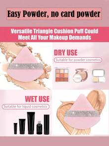 1pc/3pcs/5pcs/10pcs/15pcs/24pcs Black Triangle Makeup Sponge Set, Crystal Velvet Short Pile, Soft & Sticky, Suitable For Makeup, Home Decor, Vanity, Travel, Bedroom, Ideal Makeup Accessory. The Set Includes Powder Puff, Makeup Blender, Powder Puff, Makeup Sponge, Affordable Price, Suitable As Christmas Gift Or Stocking Stuffer. - Pink - View 7
