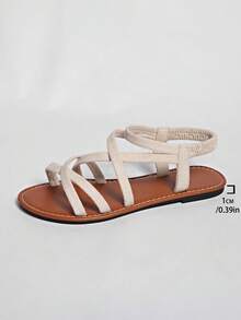 Bohemian Fashion Women's Flat Elastic Band Casual Summer Home Party Beach Sandals - Beige - View 10