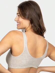 Fruit Of Loom Women's Front Closure Cotton Bra - 黑色/麻灰色 2 件裝 - 查看 3