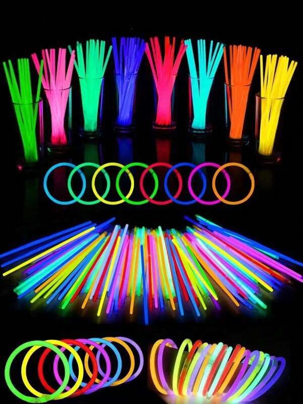 Set di braccialetti e collane luminosi, articoli luminosi per feste, collane e braccialetti fluorescenti con connettori per Pasqua, Natale, Ognissanti, Capodanno, feste di compleanno, feste di benvenuto, feste single, feste di vacanza, festival, forniture per feste di calcio