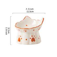 A Creative Elevated Cat Bowl, Ceramic Cat Food Bowl, Water Bowl With Stand To Prevent Overturning, Neck Protection Cat Bowl, Tilted Design Cat Bowl