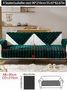 1pc Thickened Plush Sofa Cushion Cover, Warm All Season Anti-Slip Sofa Slipcover, Dust-Proof Machine Washable Sofa Mat For Bedroom, Office, Living Room L-Shaped Sofa 1/2/3/4 Seats - Dark Green - View 19