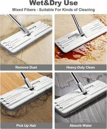 JOYMOOP - Juego de fregona y cubeta con escurridor, con Manos Libres, 3 Almohadillas para Orejas de Microfibra Lavables, Uso en húmedo y, Sistema de Limpieza de Suelos - verde - Ver 11