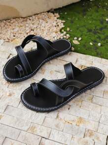 Women Summer Flip Flops, Crossed Strap Roman Sandals, Fashionable French Style, Suitable For Dresses, Outings, Beach, Boho Flat Slouchy Vacation Sandals