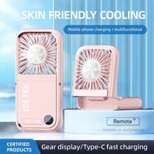 Ventilatore palmare portatile mini - Ventilatore personale con supporto per telefono, supporto ricarica telefono tramite Type-C, ventilatore multifunzione con controllo della velocità infinita, raffreddamento a semiconduttore, raffreddamento rapido, ventilatore compatto tascabile, regalo essenziale per viaggi estivi, all'aperto, spiaggia, università, festival musicali