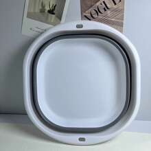 1PC Folding Bucket, Large Capacity, Portable, Household Plastic, Thickened Laundry Bucket, Fishing Bucket, Car Wash Mop Bucket(M) - Grey - View 1