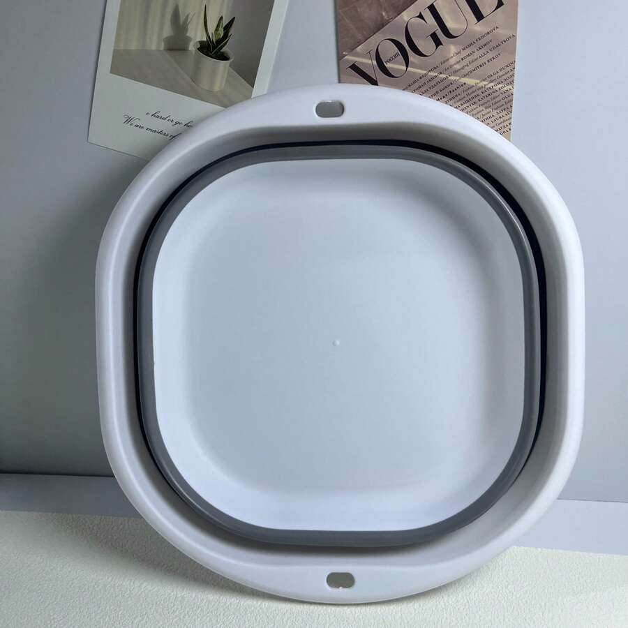 1PC Folding Bucket, Large Capacity, Portable, Household Plastic, Thickened Laundry Bucket, Fishing Bucket, Car Wash Mop Bucket(M) - Grey - View 1