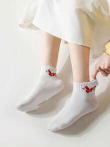3/5 Pairs Cute Cartoon Pattern Casual Breathable Sports Short Socks, Suitable For Spring And Summer