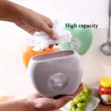 1pc Multi-Color Apple-Shaped Storage Box, Wall-Mounted Food Wrap Dispenser, Can Detach Food Bags, Bathroom Hair Cap Storage, Kitchen Accessory, 1pc Storage Box + 95-105pcs Food Wrap (Random Color)