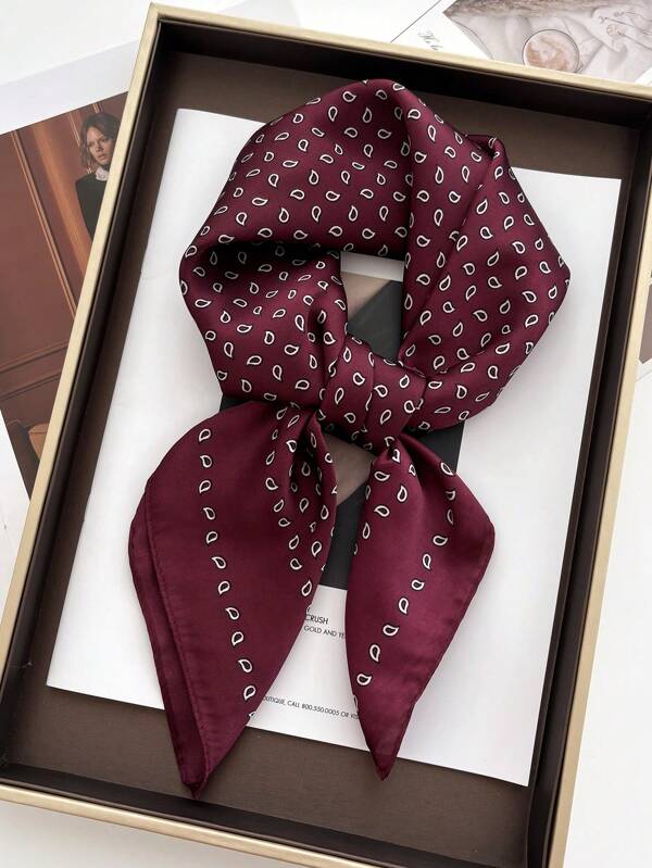 1 Peça Lenço Quadrado de Mulher em Cetim, Lenço Impresso para Bolsa, Faixa para a Cabeça, Xale de Moda Feminino, Lenço de Pescoço Feminino, Lenço Hijab