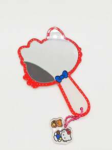Hello Kitty Espejo colgante de acrílico con movimiento de Hello Kitty, espejo de maquillaje portátil, decoración creativa de estilo retro DIY para llavero, bolso y otros usos