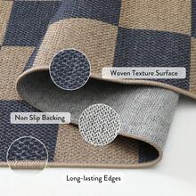 Checkered Easy Jute 3x5 Outdoor Patio Rug, Washable Rugs For Entryway Diamond Indoor Outdoor Living Room Carpet, Farmhouse Neutral Non Slip Black Door Carpet For Backyard Bedroom - 藍色/棋盤格-1 - 查看 2