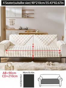 1pc Thick Plush Sofa Cushion Cover, All Season Non-Slip Sofa Slipcover, Dust-Proof And Washable, Pet Friendly Protective Cover, Adjustable For Corner Sofa, Bedroom, Office, Living Room 1/2/3/4 Seater