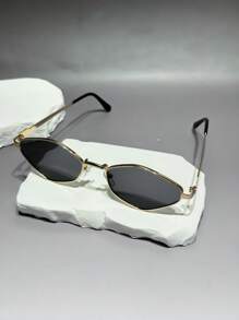 1 Pair Retro Geometric Pattern Small Frame Unisex Glasses, Y2K Fashion Versatile Suitable For All Occasions, All Season