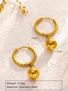 1 Set Minimalist Steel Sphere Decor Stainless Steel Jewelry Set, Suitable For Women's Daily Wear