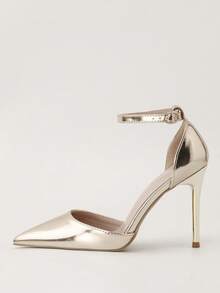 Fashionable Minimalist Ultra High Heel Pointed Toe Hollow Out Women Sandals, Elegant, Party,Stilettos Heels - Gold - View 2