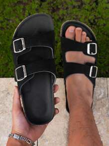 Men's Comfortable Retro Open Toe Slippers - Breathable, Anti-Slip, Durable PVC Sole, With Buckle Strap, Comfortable Men's Walking Shoes - Suitable For Indoor And Outdoor Use