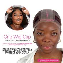 Wig Cap With Grip Band For Keeping Wigs In Place, More Full Cap-Wide Transparent Lace For Lace Front Wigs - Brown/Black/Nude Non Slip Cap Make Your Wig Be Glueless (Brown-M) - Nude - View 8