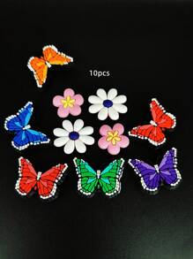 10pcs New Design Detachable Clogs Beach Sandals Accessories Charms, Cute Pink Dessert & Ice Cream Patterns, Clog DIY Decorations School