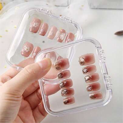 15/25件指甲盒方形包装盒指甲包装盒小型企业包装首饰盒珠宝盒手链收纳盒