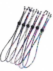6Pcs Bohemian Style Colorful Hand Woven Glasses Chains, Adjustable Length Fashion Eyeglasses Lanyards, Anti-Lost Fashion Glasses Hanging Ropes, Practical Eyewear Strap Suitable For Travel Fashion Glasses Presbyopic Glasses Daily Outdoor Accessories - Multicolor - View 6